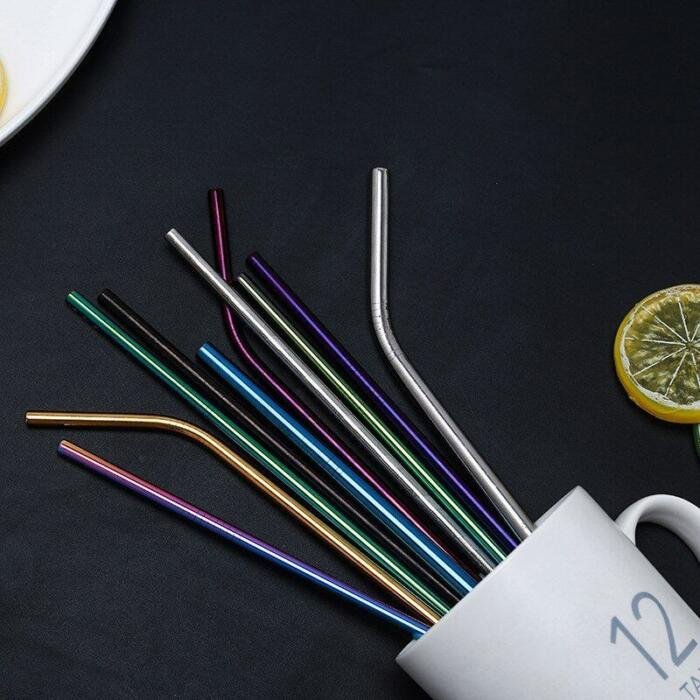 20 Pajitas de metal reutilizables de colores para beber
