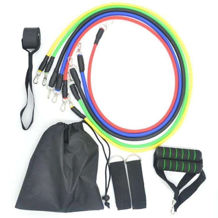 Set de bandas elásticas de resistencia y gomas para entrenamiento físico - Imagen 3