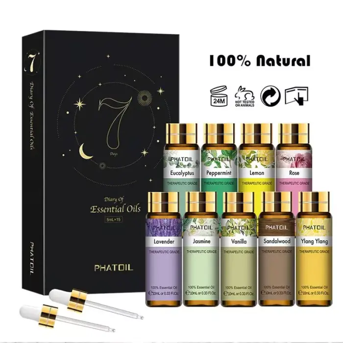 9 botellas de aceites esenciales naturales de 10ml