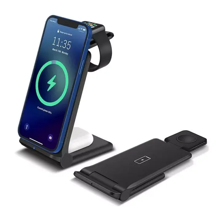 Soporte de carga inalámbrica 3 en 1 de 15W Apple y Android