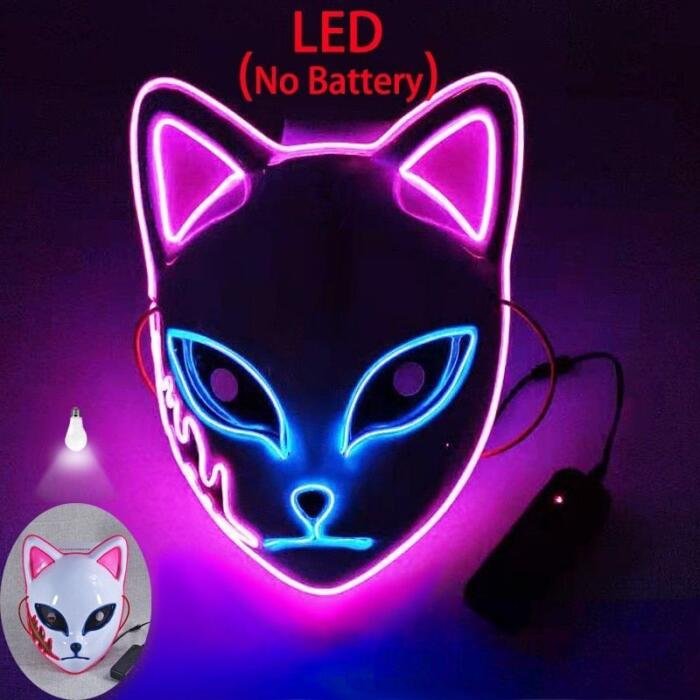 Mascarilla Demon Slayer Led brillante de neón para Halloween - Imagen 3