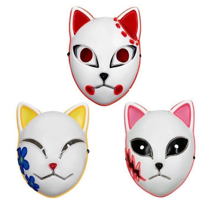 Mascarilla Demon Slayer Led brillante de neón para Halloween - Imagen 5