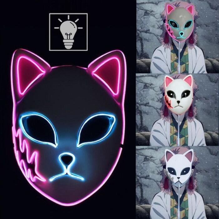 Mascarilla Demon Slayer Led brillante de neón para Halloween - Imagen 4