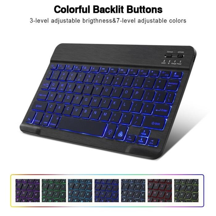 Miniteclado y ratón Bluetooth retro iluminado para teléfono móvil y portátil - Imagen 2