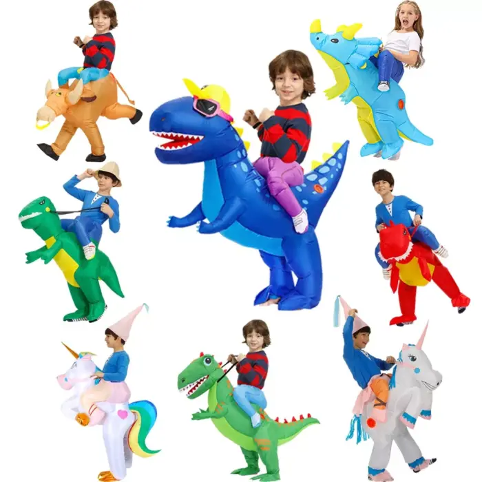 Disfraz inflable de dinosaurio para niños y niñas