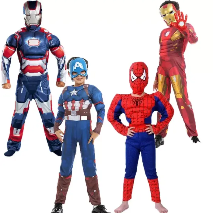 Disfraz de superhéroe Marvel con músculos para niños