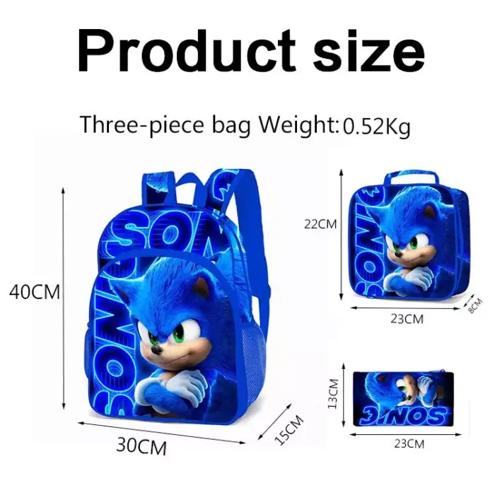 Mochila escolar Sonic con estuche y bolsa - Imagen 5