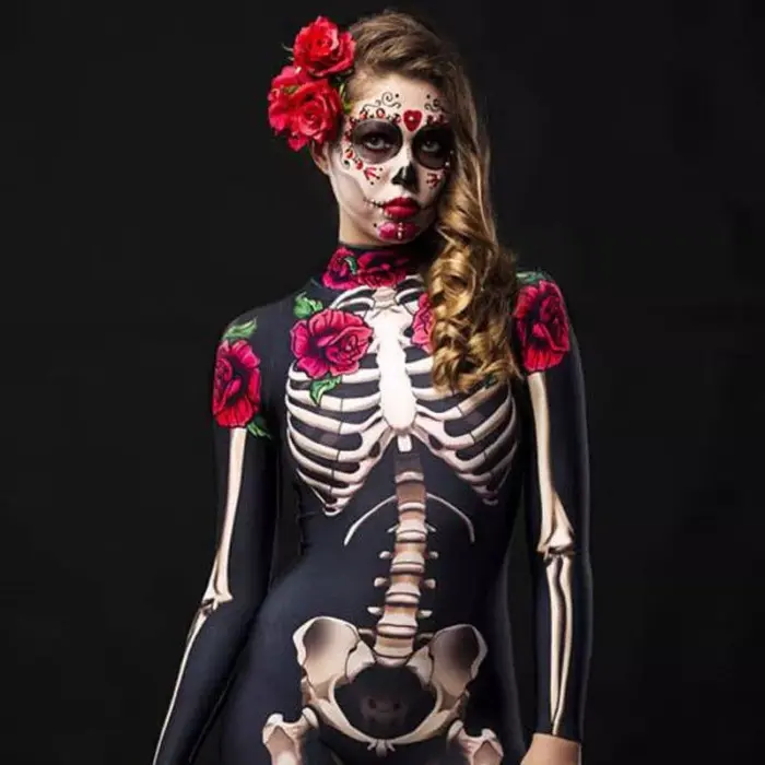 Disfraz Halloween de esqueleto para mujer y niña - Imagen 6