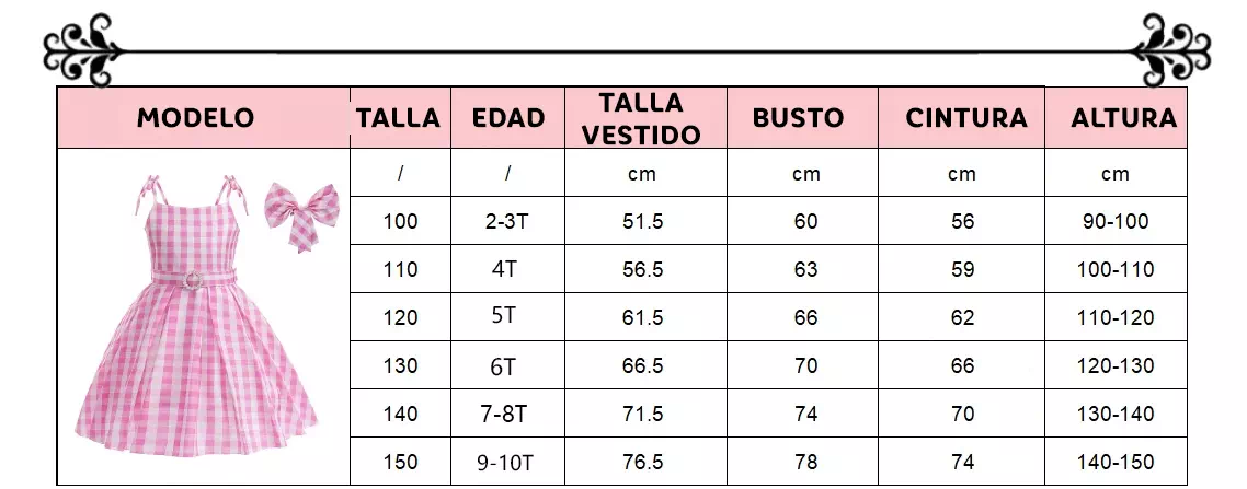 tallas disfraz Barbie - Yaloveo.es