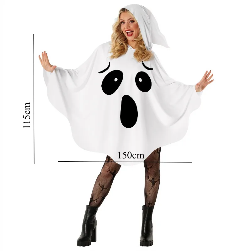 Disfraz Bruja Halloween Blanco Murciélagos Cómodo - Imagen 4