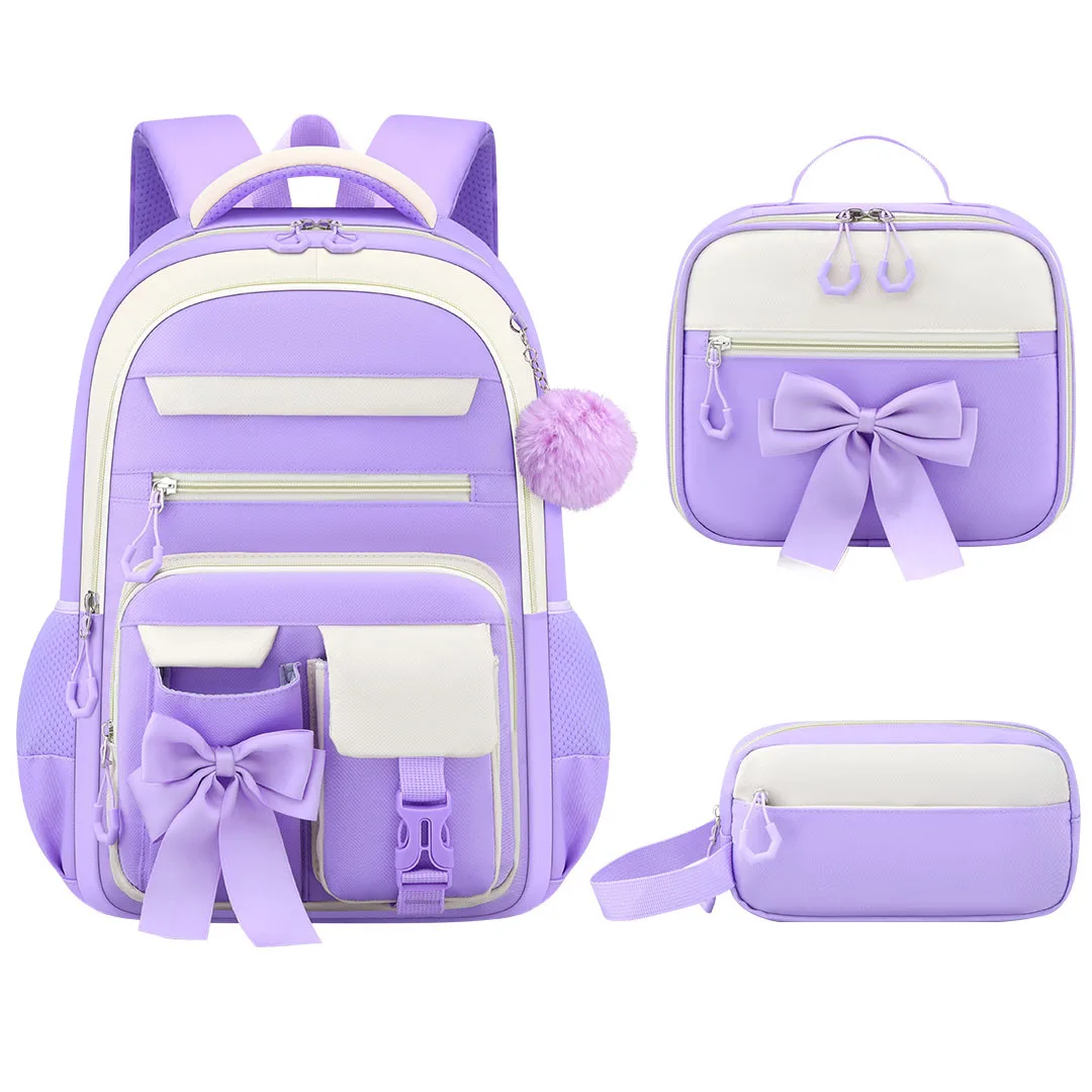 Mochila Escolar Niña 3 Piezas Conejos y Purpurina - Imagen 4