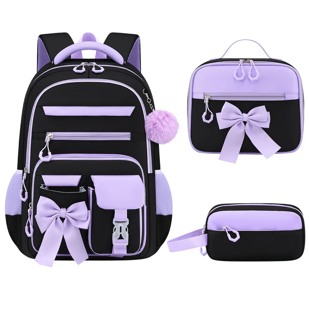 Mochila Escolar Niña 3 Piezas Conejos y Purpurina - Imagen 2